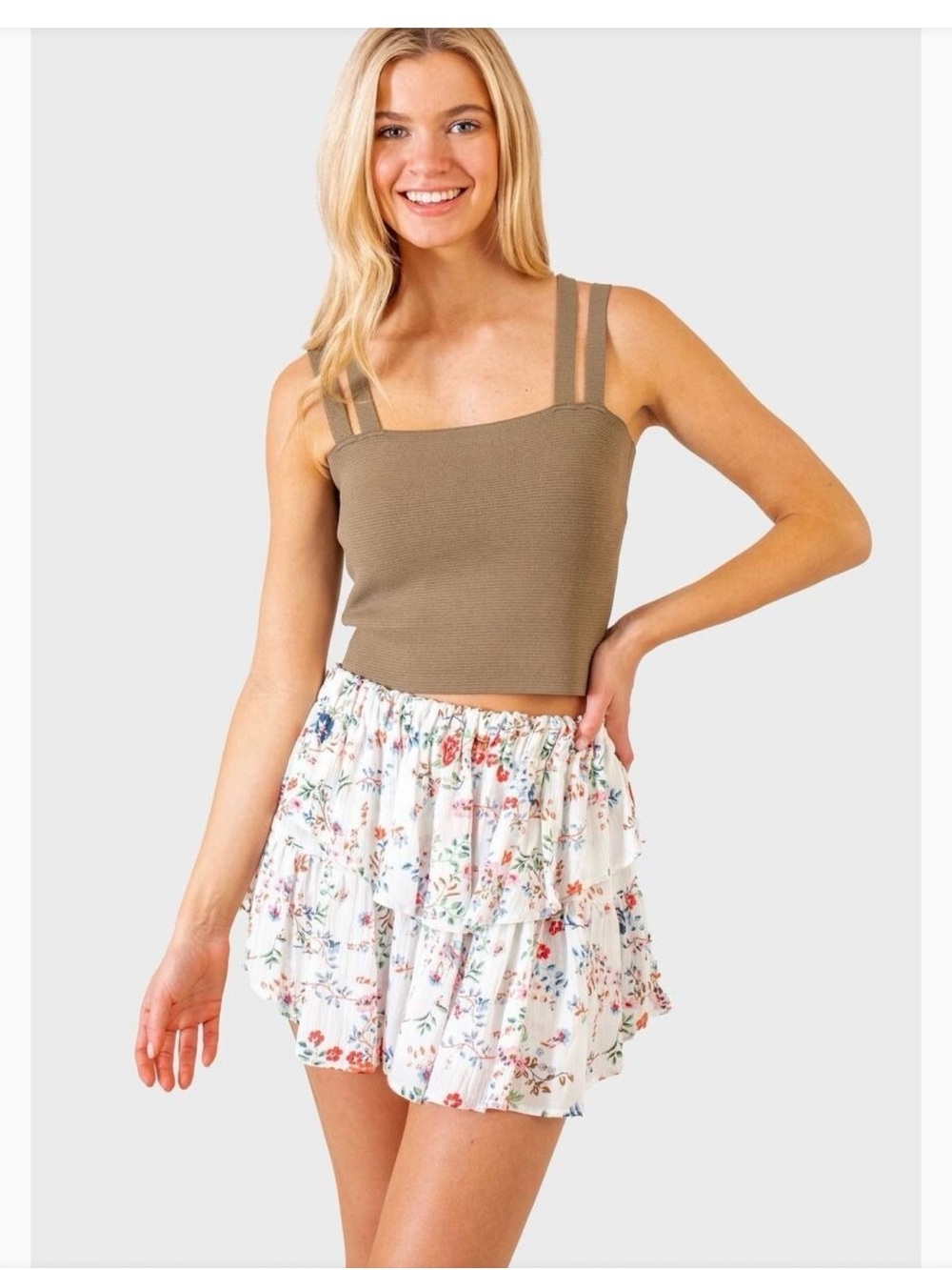 KOCH NWT Multi-Strap Knit Crop Top Small Yellow